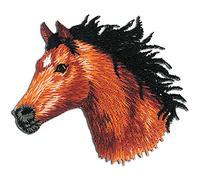 Mono-Quick Cheval Tete Patch Thermocollant 5,6 x 5,5 cm à repasser pour Enfant avec Style Animal Sauvage, Écusson Chien Chat Coudre Pantalon
