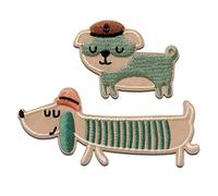 Mono Quick Chiens maritimes 2 pièces animal - Ecusson Thermocollant Patches Appliques, Taille: 4 x 9,4 cm