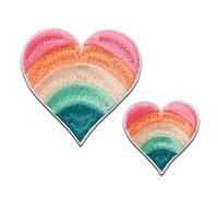 Mono Quick Coeurs arc-en-ciel 2 pièces - Ecusson Thermocollant Patches Appliques, Taille: 5,2 x 5,2 cm