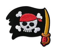 Mono Quick Drapeau de pirate avec sabre - Ecusson Thermocollant Patches Appliques, Taille: 5,1 x 5,5 cm