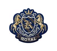 Mono-Quick Écusson thermocollant Royal College Écusson bleu doré 5,0 x 4,5 cm