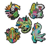 Mono-Quick Ensemble Animaux de la Jungle 5 Pièces - Ecusson Thermocollant Patches Appliques