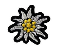 Mono Quick GmbH Applications thermocollantes en velours - Motifs de costumes traditionnels : edelweiss - Dimensions : environ 5,0 x 5,0 cm - Noir - 1 pièce