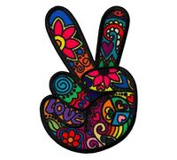 Mono-Quick Hippie Peace Love Amour Patch Thermocollant 6,8 x 4,5 cm à repasser pour Adulte avec Style Vintage Festival, Écusson Paix Couture Jean