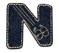 Mono-Quick Lettre N Bleu Patch Thermocollant Lettres 3,1 x 3,2 cm à repasser pour Enfant Adulte avec Prénom Initiales Monogramme Personnalisé, Sport Equipe Football Numeros Transfert