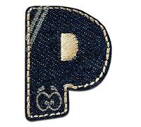 Mono-Quick Lettre P Bleu Patch Thermocollant Lettres 3,3 x 2,5 cm à repasser pour Enfant Adulte avec Prénom Initiales Monogramme Personnalisé, Sport Equipe Football Numeros Transfert