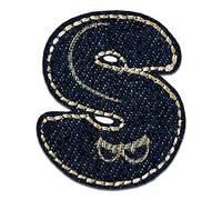 Mono-Quick Lettre S Bleu Patch Thermocollant Lettres 3,4 x 2,8 cm à repasser pour Enfant Adulte avec Prénom Initiales Monogramme Personnalisé, Sport Equipe Football Numeros Transfert