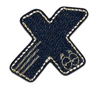 Mono-Quick Lettre X Bleu Patch Thermocollant Lettres 3,4 x 3,2 cm à repasser pour Enfant Adulte avec Prénom Initiales Monogramme Personnalisé, Sport Equipe Football Numeros Transfert