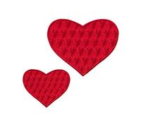 Monoquick Lot de 2 écussons thermocollants en forme de cœurs Rouge 4 + 6 cm