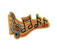 Mono-Quick Notes Vintage Musique Patch Thermocollant 5,3 x 3,5 cm à repasser pour Adulte avec Univers Festival Rétro