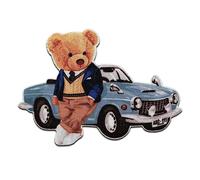 Mono-Quick Ours Voiture Patch Thermocollant 6 x 8,5 cm à repasser pour Enfant avec Style Animal Sauvage, Écusson Chien Chat Coudre Pantalon
