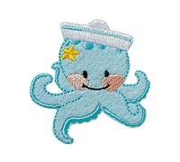 Mono-Quick Poulpe Patch Thermocollant 5,1 x 5,6 cm à repasser pour Enfant avec Style Océan Marin, Écusson Poisson Coudre Pantalon