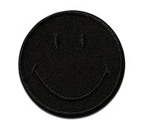 Mono Quick Smiley Patchs thermocollants brodés pour vêtements Taille 5 x 5 cm Noir