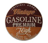 Vintage Gasoline moto voiture - Ecusson thermocollant patches appliques, Taille: 6,6 x 6,6 cm