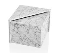Monobloc Lot de 2 tables basses blanches brillantes avec aspect marbre | Table gigogne design carrée | Table d'appoint coulissante | Table de salon