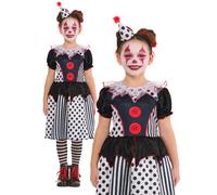 Monochrome Clown Robe Filles Bouffon Clown Halloween Déguisement Costume Enfants