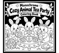 Monochrome Cozy Animal Tea Party Coloring Book: Cute Forest Friends Having Tea and Pastries for Stress Relief and Relaxation | Bold Lines & Intricate Nature Borders for Adults, Teens and Kids