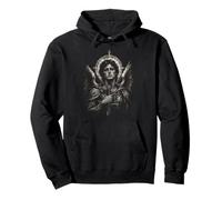 Monochrome Gothique Saint Michel Archange Épée Portrait Sweat à Capuche