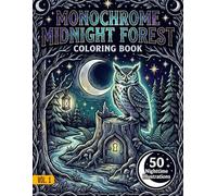 Monochrome Midnight Forest Coloring Book Vol.1: A Relaxing Collection of Cozy Nighttime Forest Scenes - High-Contrast Black & White Illustrations for Stress Relief & Adult Creativity