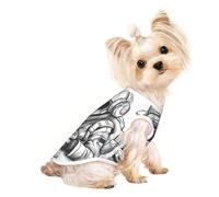 Monochrome Sketch Style Gaming Print Chemise d'été pour animal domestique T-shirts extensibles chats chiens T-shirt sans manches Débardeur pour chien