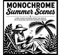 Monochrome Summer Scenes Coloring Book for Adults: A One-Color Coloring Book with Relaxing Beach, Travel, and Nature Designs