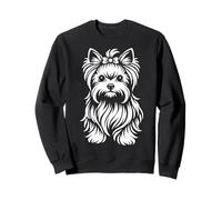 Monochrome Yorkshire Terrier avec nœud Chien Mignon Portrait Art Sweatshirt