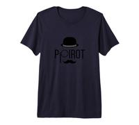 Monocle Poirot Hat Mustache T-Shirt Haut de Gamme