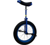 Monocycle tout-terrain Funsport 20" bleu avec pneus larges à l'essai