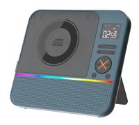 MONODEAL Lecteur CD portable avec Bluetooth et haut-parleurs pour la maison | Petit lecteur CD de bureau, rechargeable, radio FM, entrée USB et AUX, télécommande, lumière RVB, minuterie de sommeil