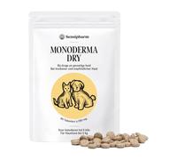 Monoderma Dry 250 MG Chat & Chien - Peau Sèche & Démangeaisons - 90 Compr. | Pellicules ou zones dégarnies, et pour l'animal qui se gratte plus souvent, complément aux plantes, jusqu'à 5 kg, aussi lapin