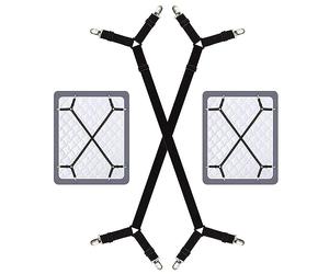 MonoFresh Attache Drap Housse Réglable, Élastiques Sangles de Support de Drap de Lit 2pcs Tendeur Drap Housse avec Clip en Métal pour Drap Lit, Matelas, Canapé1