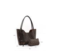 Monogram brown SHK108 faux leather women hand and shoulder bag with wallet and makeup bag
