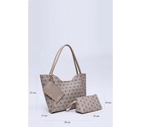 Monogram mink SHK108 faux leather women hand and shoulder bag with wallet and makeup bag