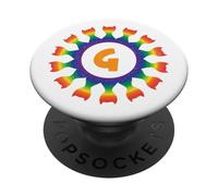 Monogramme Chat Arc-en-Ciel Radial G PopSockets PopGrip Adhésif