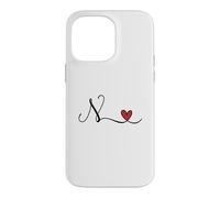 Monogramme en Forme de cœur avec Initiale N Coque pour iPhone 14 Pro Max