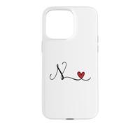Monogramme en Forme de cœur avec Initiale N Coque pour iPhone 15 Pro Max