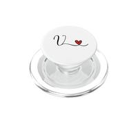 Monogramme en Forme de cœur avec Initiale V PopSockets PopGrip pour MagSafe
