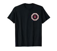 Monogramme Floral Initiale R Fleurs de Marguerites Blanches Roses T-Shirt Graphique avec Valeur