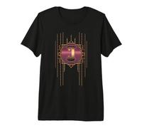 Monogramme I Alphabet Vintage Art Nouveau Initiale rétro T-Shirt Haut de Gamme