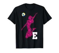 Monogramme Initiale E Volleyball pour Femme - Joueur Rose T-Shirt