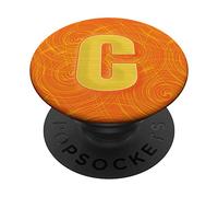 Monogramme Lettre Initiale C Pop Socket Orange Feu Lettre C PopSockets PopGrip Interchangeable