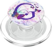 Monogramme Lettre Initiale G Violet Papillon PopSockets PopGrip pour MagSafe