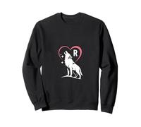 Monogramme Lettre R avec Un Loup Mignon et Un cœur Sweatshirt