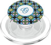 Monogramme O Initiale Mexicaine Carrelage Rose Bleu Jaune Vert V2 PopSockets PopGrip pour MagSafe