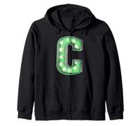 Monogramme rétro Vert Funky pour chapiteau Lettre C Sweat à Capuche