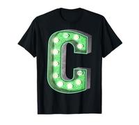 Monogramme rétro Vert Funky pour chapiteau Lettre C T-Shirt