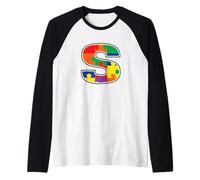 Monogramme S en pièces de Puzzle Multicolores V2 Manche Raglan