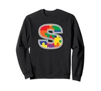 Monogramme S en pièces de Puzzle Multicolores V2 Sweatshirt