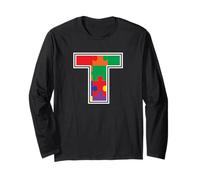 Monogramme T en pièces de Puzzle Multicolores V2 Manche Longue