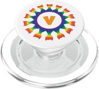 Monogramme V Radial Rainbow Cat PopSockets PopGrip pour MagSafe